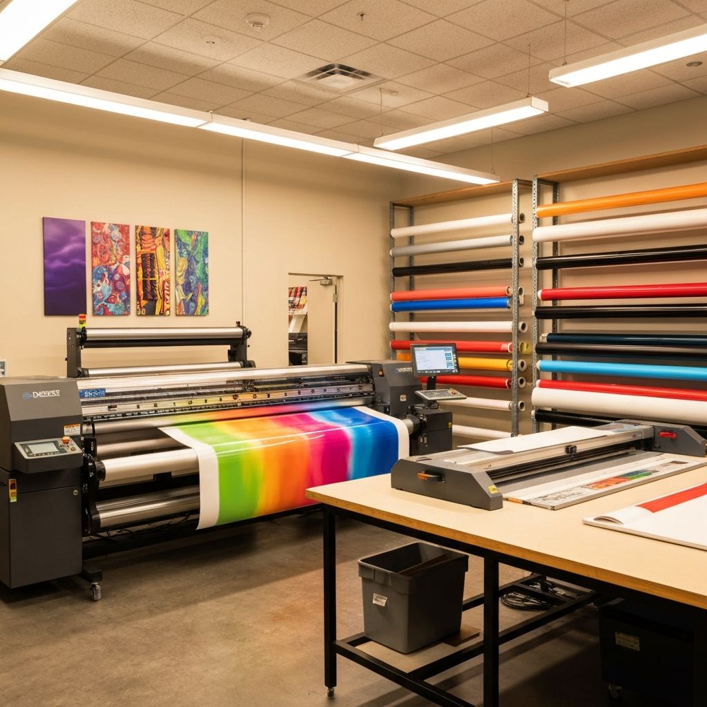 Bayou Banners & Prints shop in Cypress TX - Professional wide format printer producing custom vinyl banners
