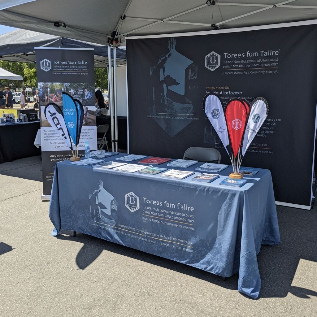 Feather flags, table cloths, and trade show displays - Event displays Cypress TX